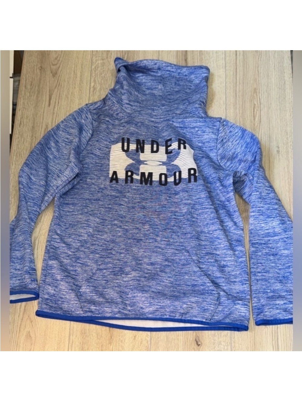 Under Armour Blue Marled ColdGear Pullover Hoodie hooded sweatshirt sweater